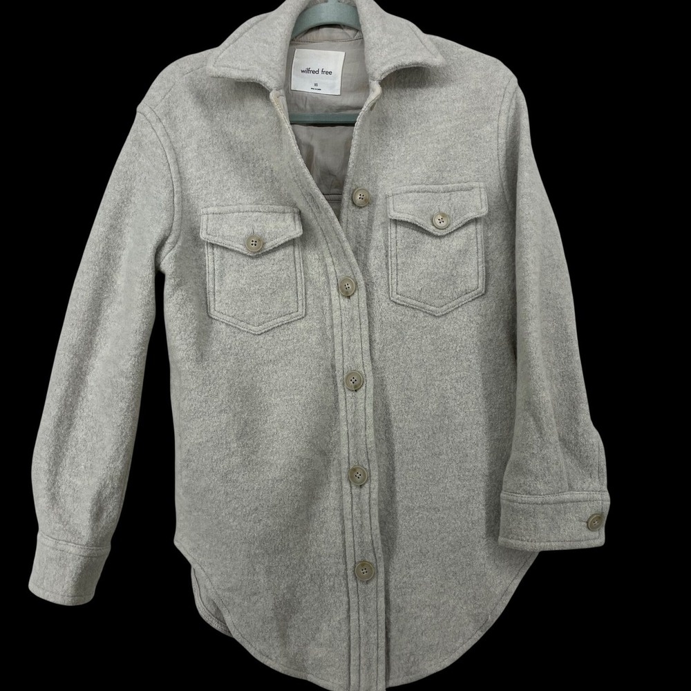 Wilfred Free Size XS Ganna Shirt Jacket Grey 100% Merino Wool Shacket Women
